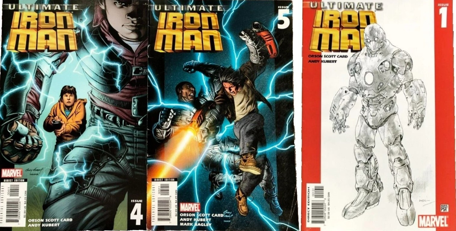 Lotto 3 fumetti Marvel 2005 ULTIMATE IRON MAN volume 1 numeri 1, 4, 5 usati