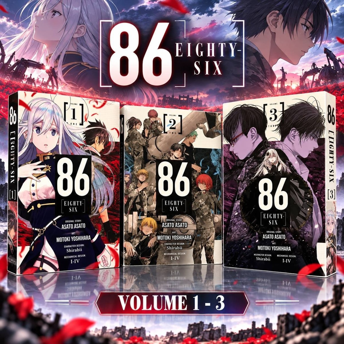 86 Eighty Six Manga Vol 1-3 Versione Inglese (LOOSE SET) Nuovo di Asato Asato