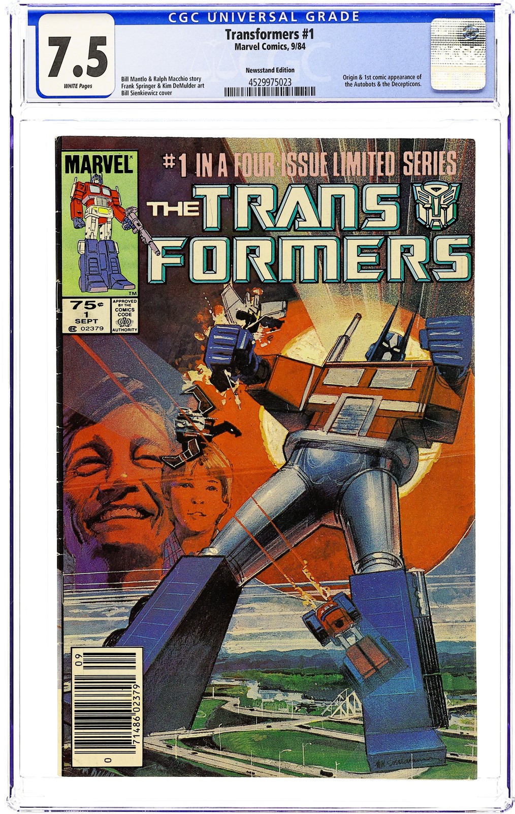 Transformers 1N Newsstand Variant CGC 7.5 1984 4529975023