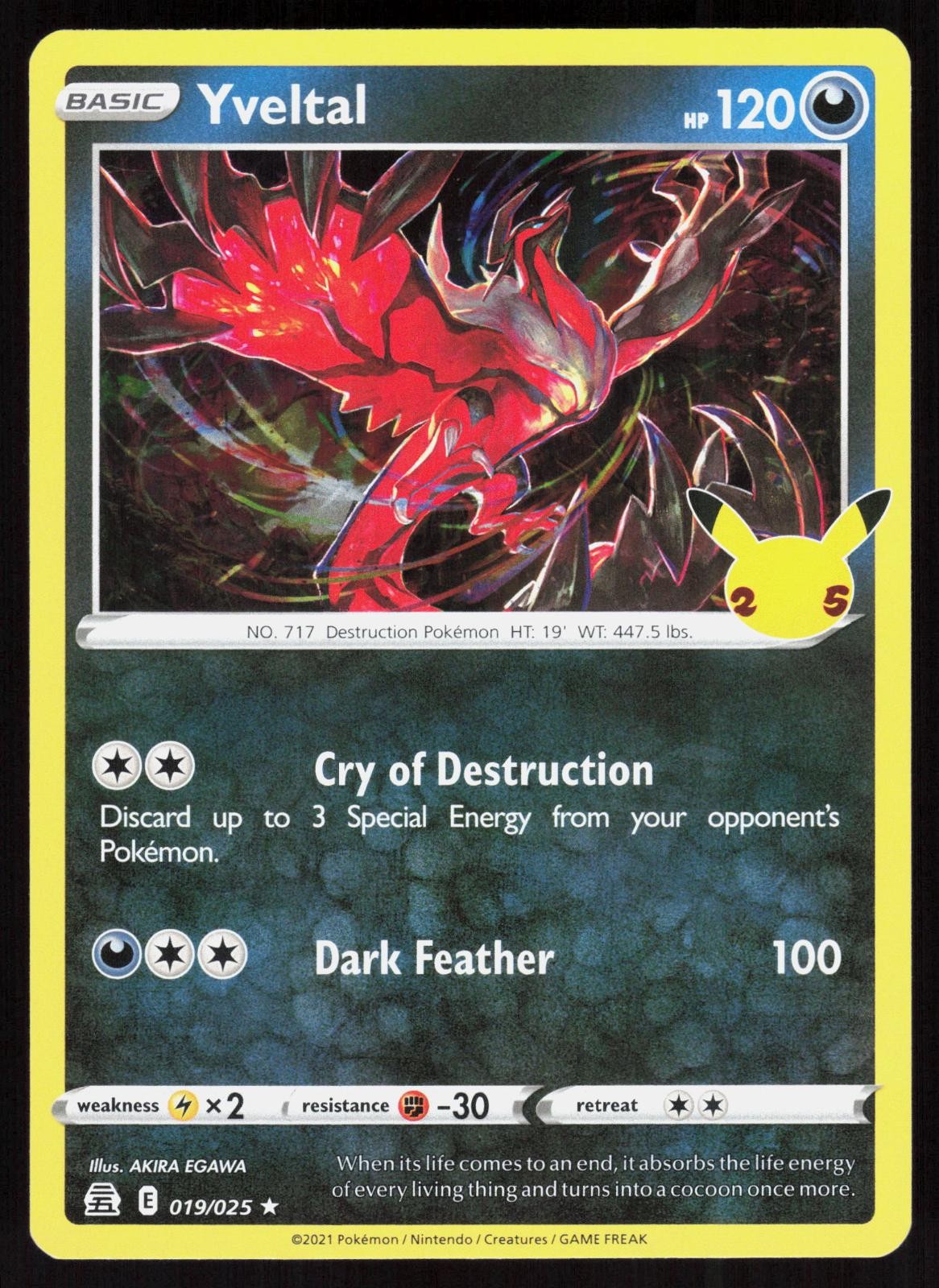 Celebrazioni Yveltal 019/025 Raro Pokemon Holo quasi nuovo/m