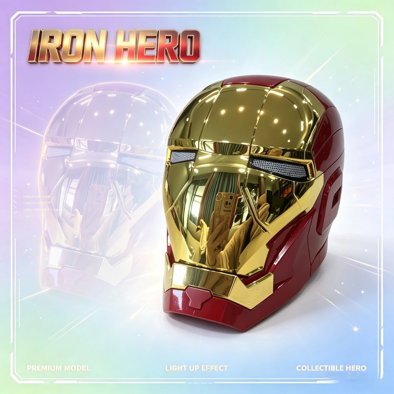 Casco Iron Man Gold MK5 maschera elettronica attivata vocale aperta e chiusa casco adulto