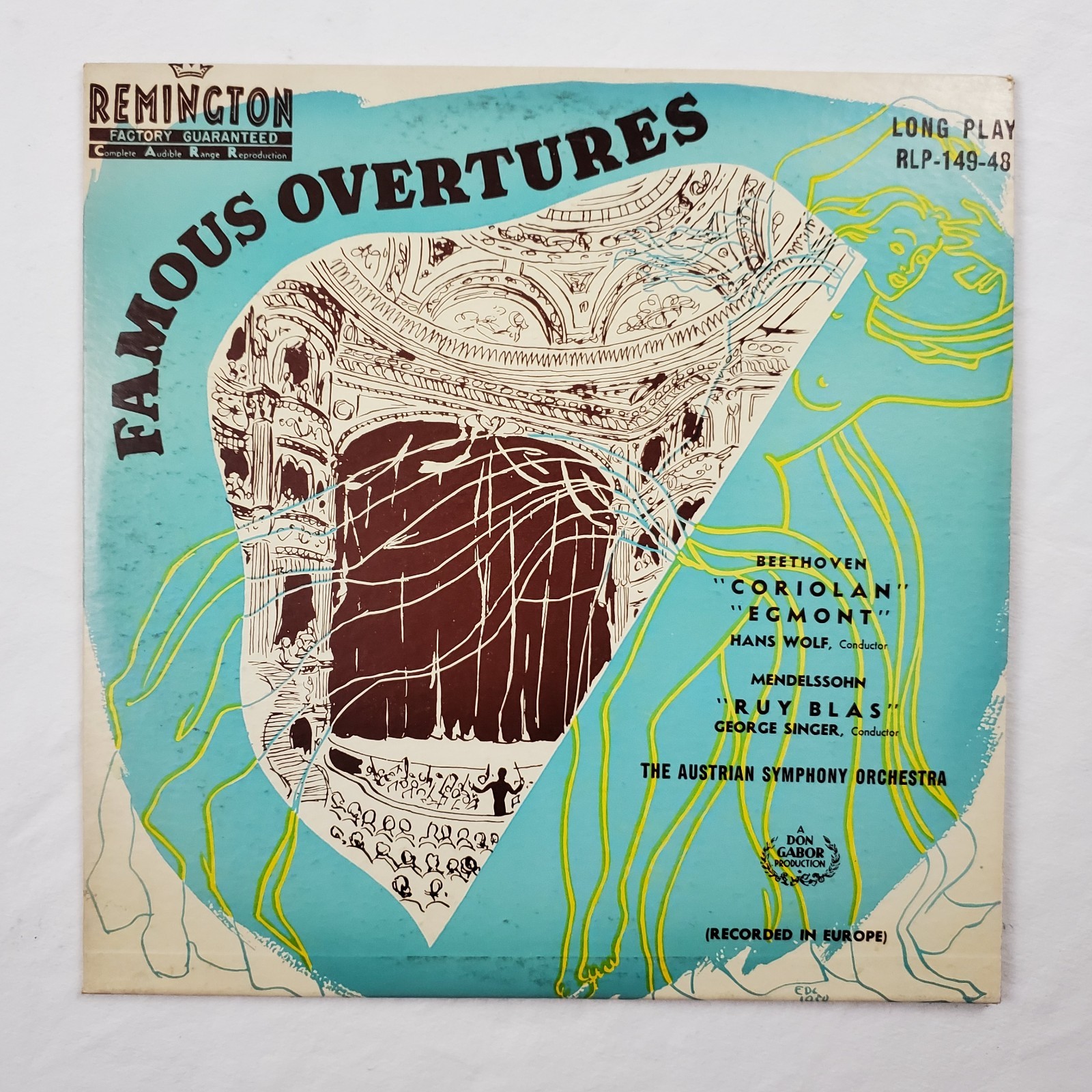 Famous Overtures: Austrian Symphony Orchestra 10" Vinyl LP Remington RLP-149-48