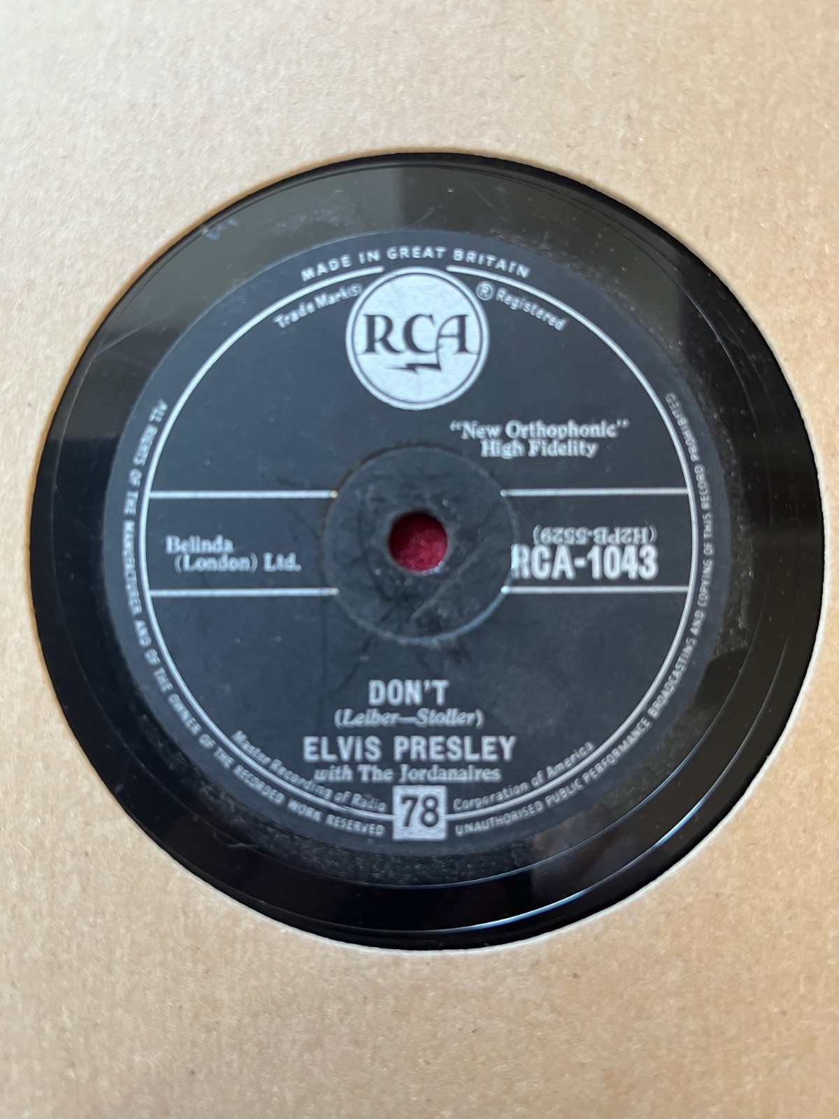 78Rpm, Rock 'n' Roll, Elvis Presley 'Don't/I Beg Of You' RCA!