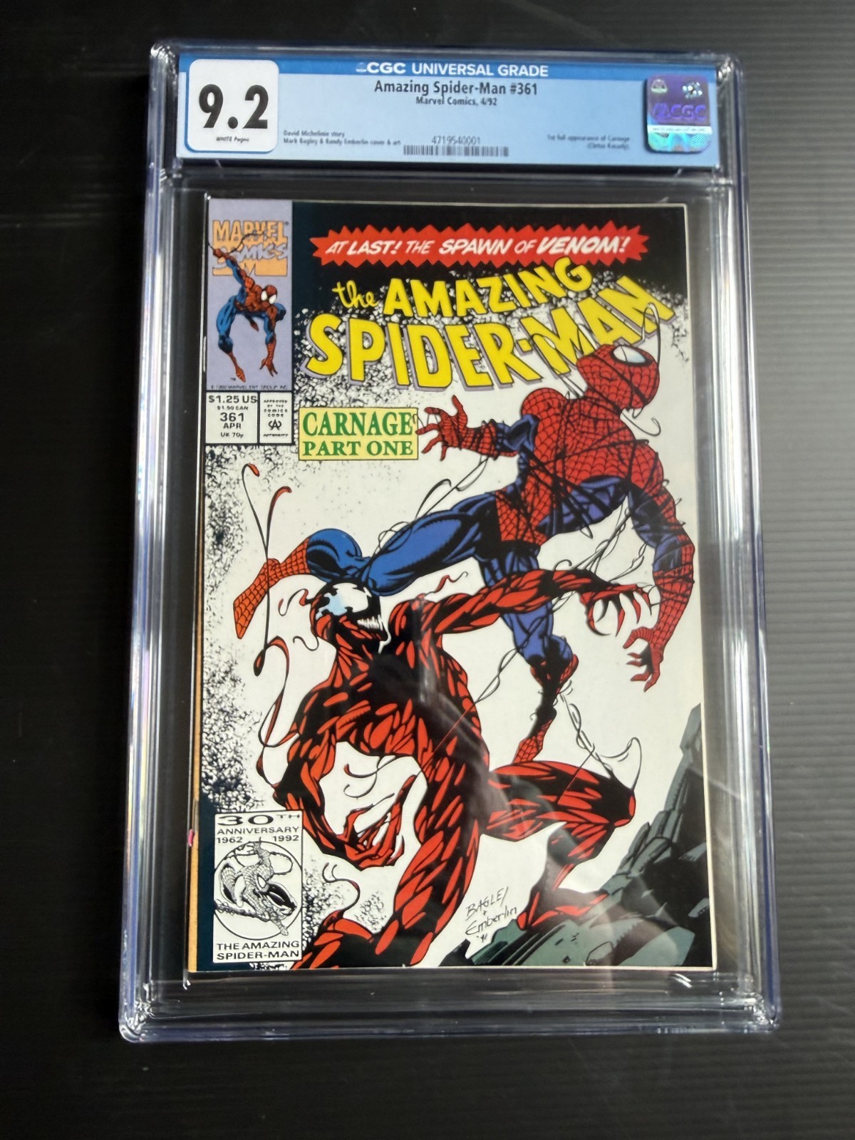 Amazing Spider-Man #361 CGC 9.2 pagine bianche 1° carneficina 1992 Marvel