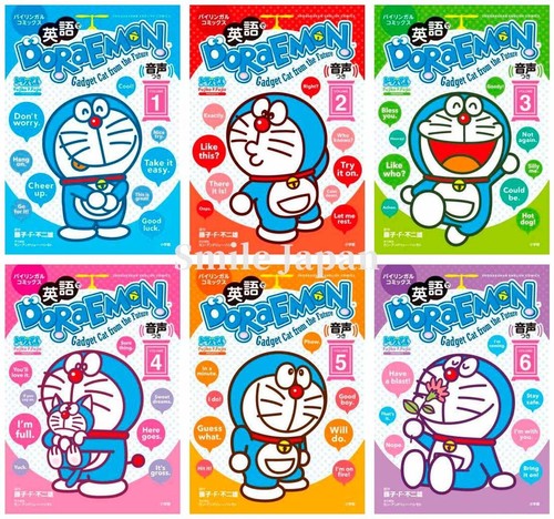 DORAEMON fumetto bilingue 1-6 in inglese e giapponese manga book set Fujio...