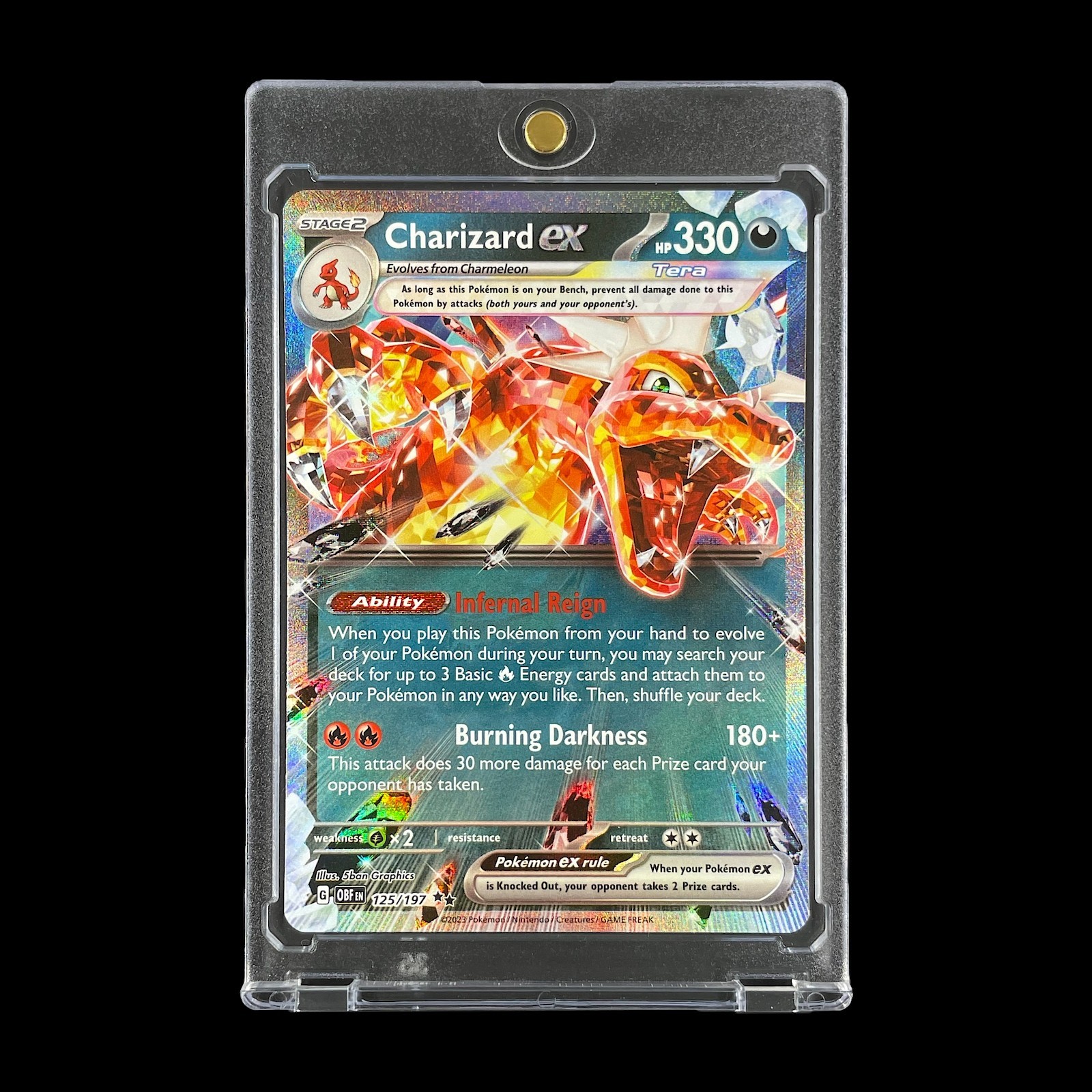 CARTA CHARIZARD DOUBLE RARA ORANGE CRYSTAL HOLO FOIL 2023 Ossidiana - Pokemon