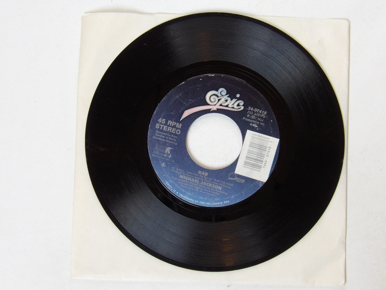 Michael Jackson:  Bad  1987  U.S  7"  (Jukebox centre)