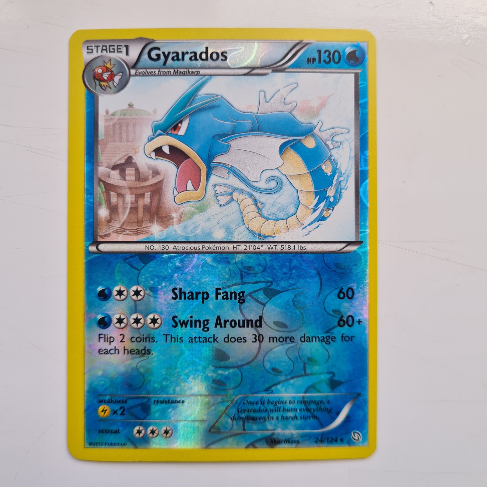 Gyarados 24/124 Rare Reverse Holo Dragons Exalted Pokemon Card 2012 NM