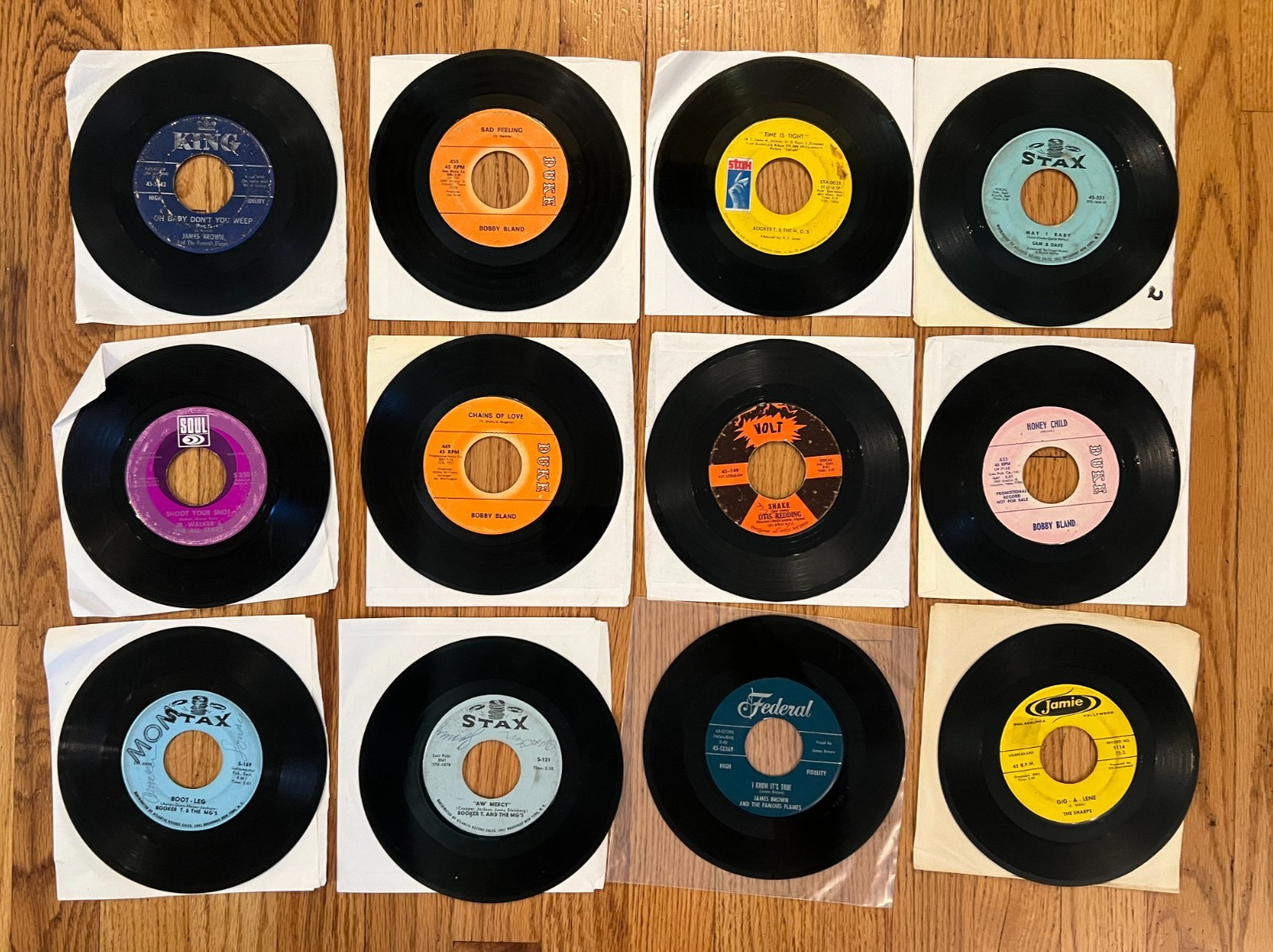 (12) VTG 60s Rare Funk Blues 45rpm Vinyl Records - Booker T James Brown Otis