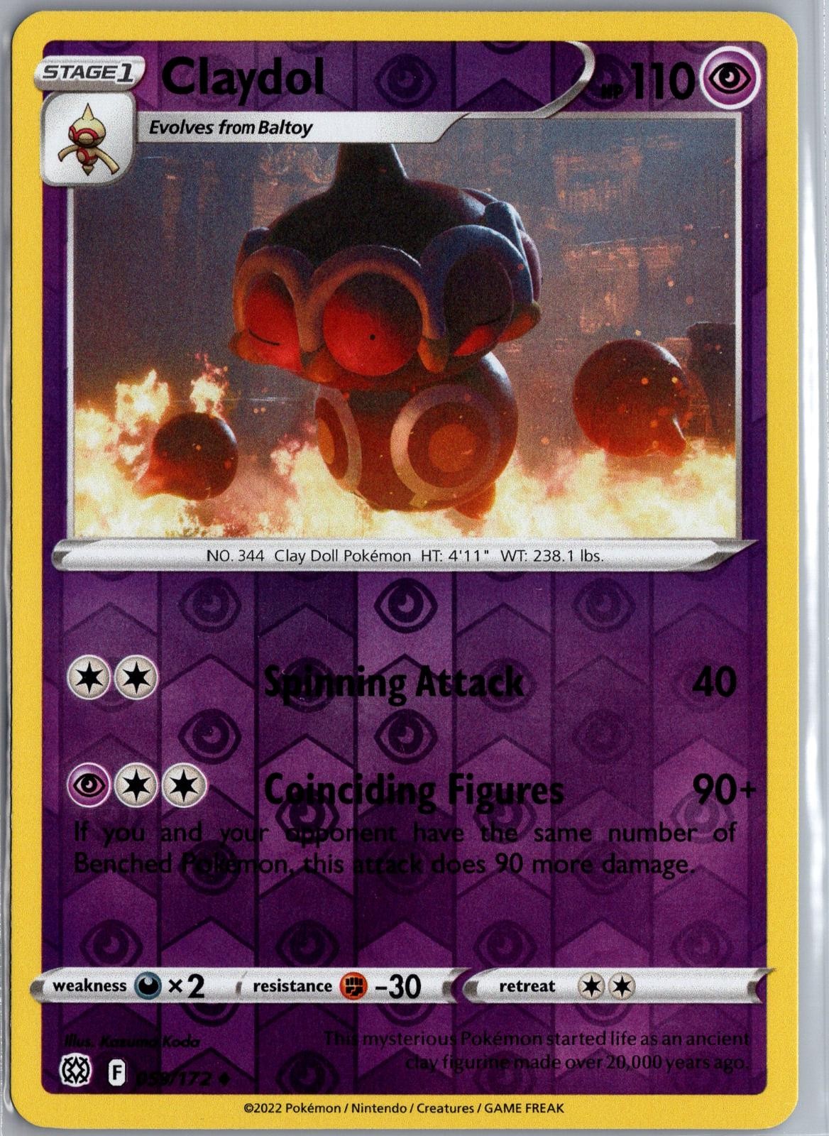 Claydol 059/172 Stelle Brillanti Non Comuni Pokemon Reverse Holo Leggermente Giocato