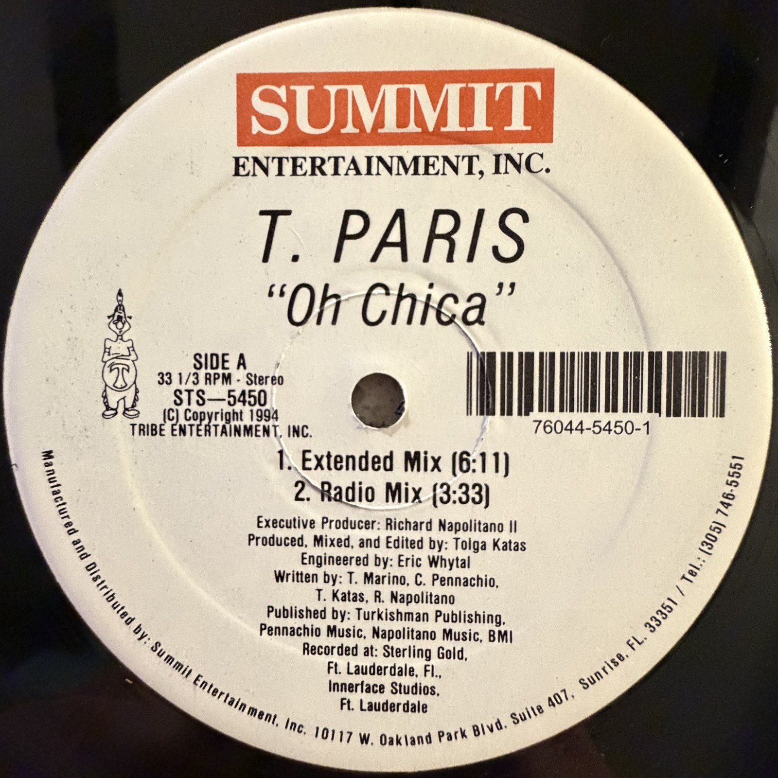 T. Paris - Oh Chica (Extended Mix) 12" Summit Entertainment 1994