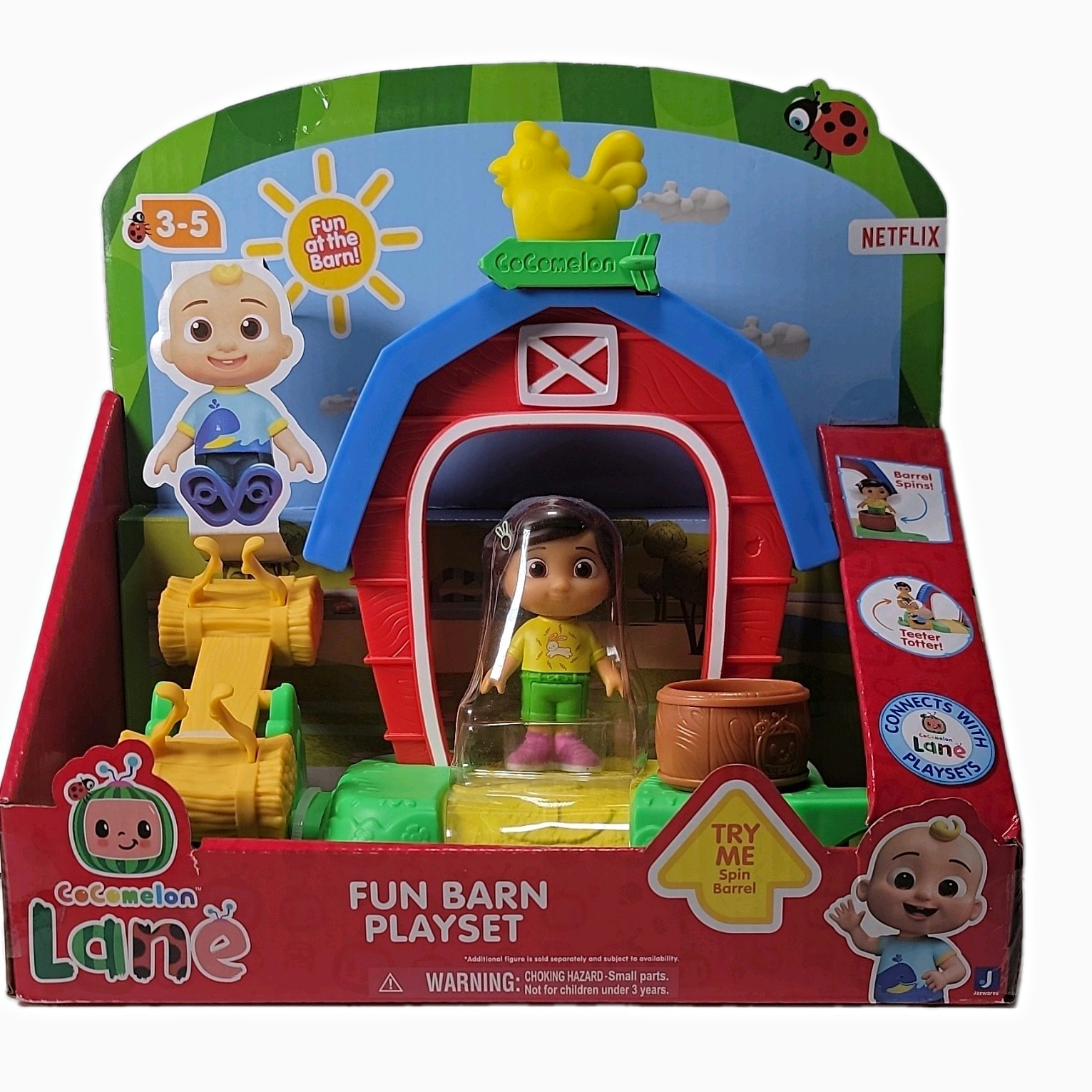 CoComelon Lane Fun Barn Playset w/ JJ Figure Barrel & Barn Ages 3-5