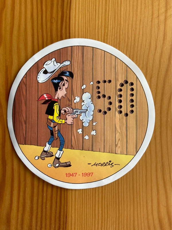 Lucky Luke autocollant sticker collector collectionneur anniversaire 50 ans rond 1997
