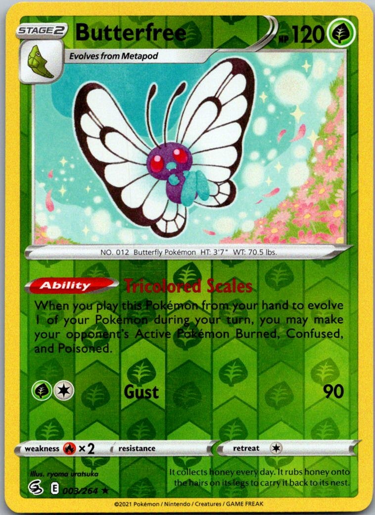 Butterfree 003/264 Raro Fusion Strike Pokemon Reverse Holo Near Mint