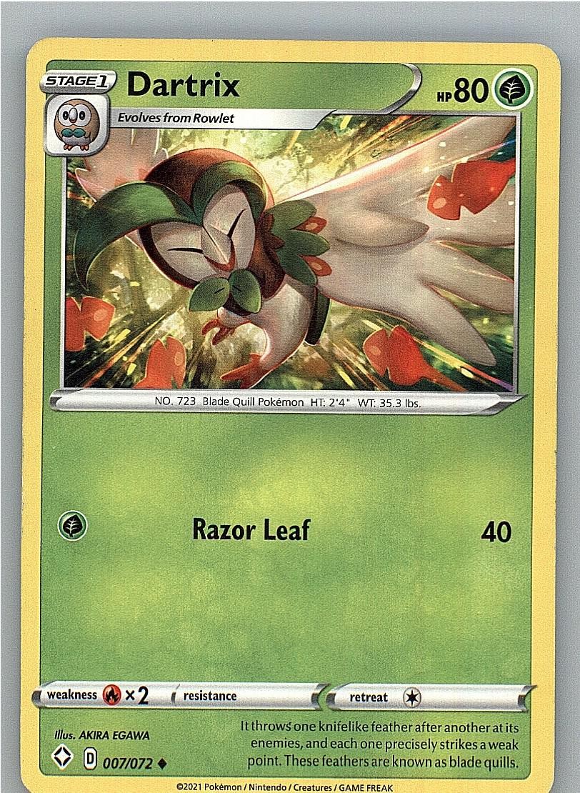 Dartrix 007/072 Uncommon Shining Fates Pokemon Lightly Played