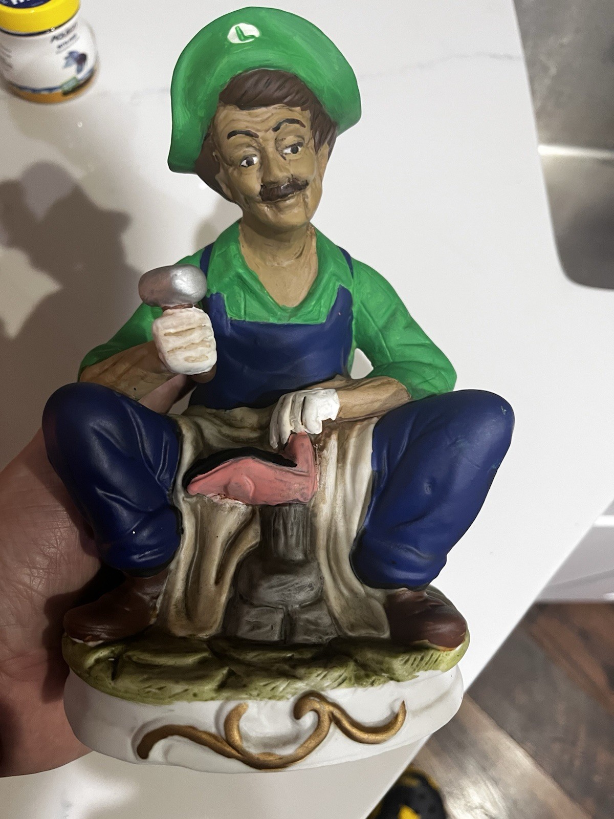 Vintage Porcelain Figure Custom Luigi Mario Super Mario Brothers