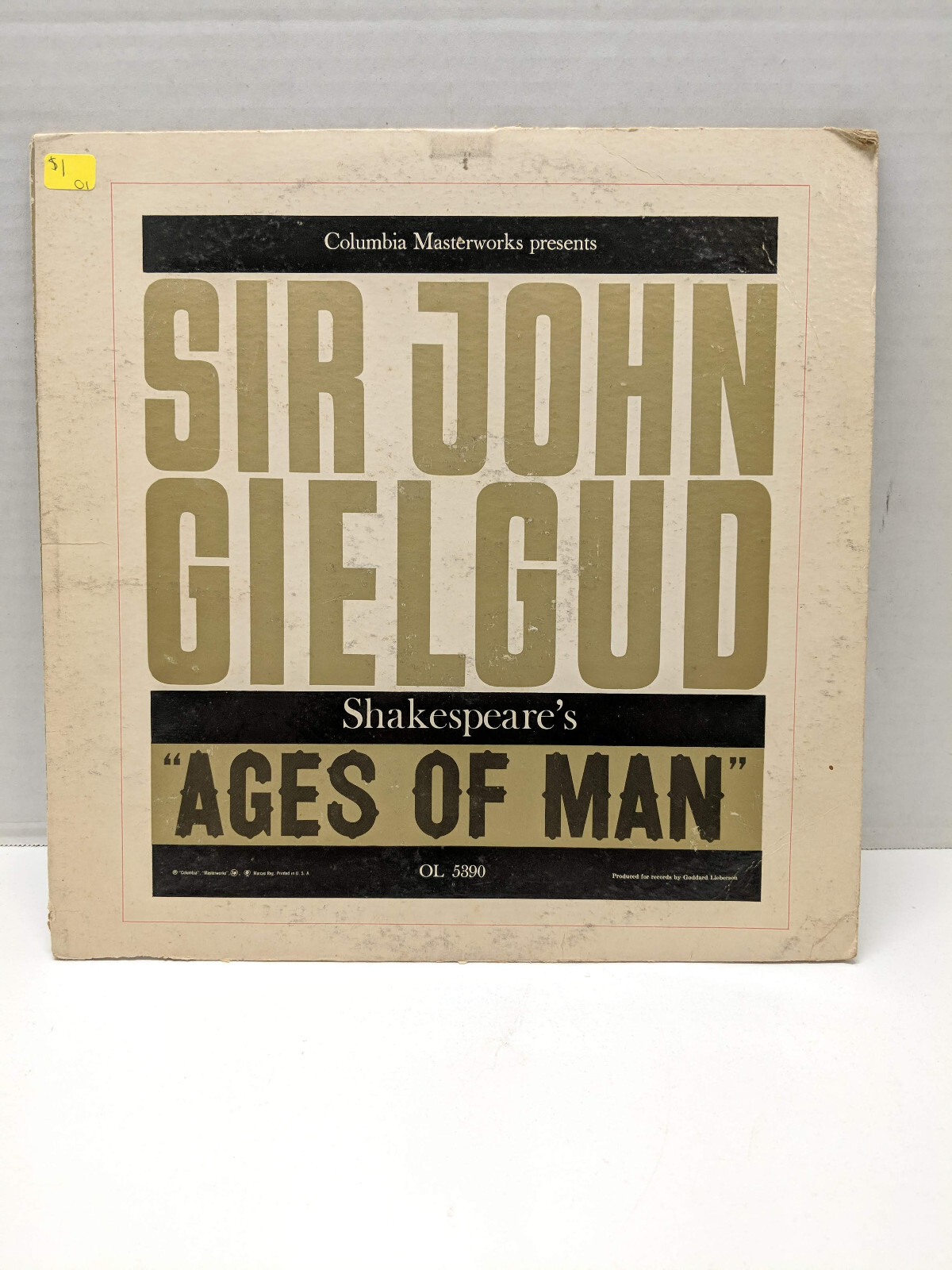 Sir John Gielgud - Shakespeare's Ages Of Man - 1959 Mono OL5390 Vinyl Record