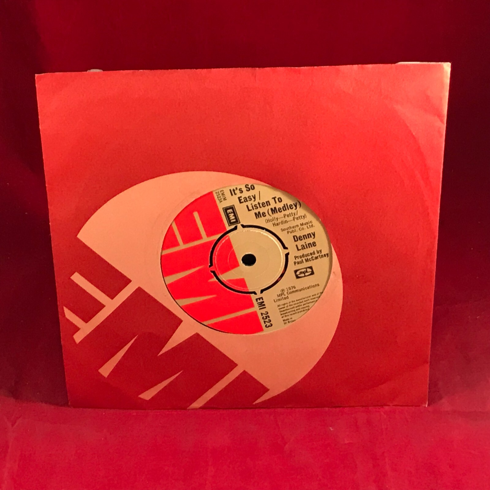 DENNY LAINE It's So Easy Listen To Me 1976 UK 7" vinyl single Paul McCartney 45