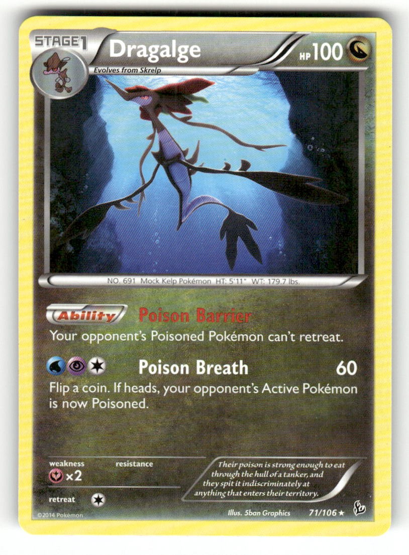 Dragalge 71/106 Raro Flashfire Pokemon Moderatamente Giocato 5ban Grafica