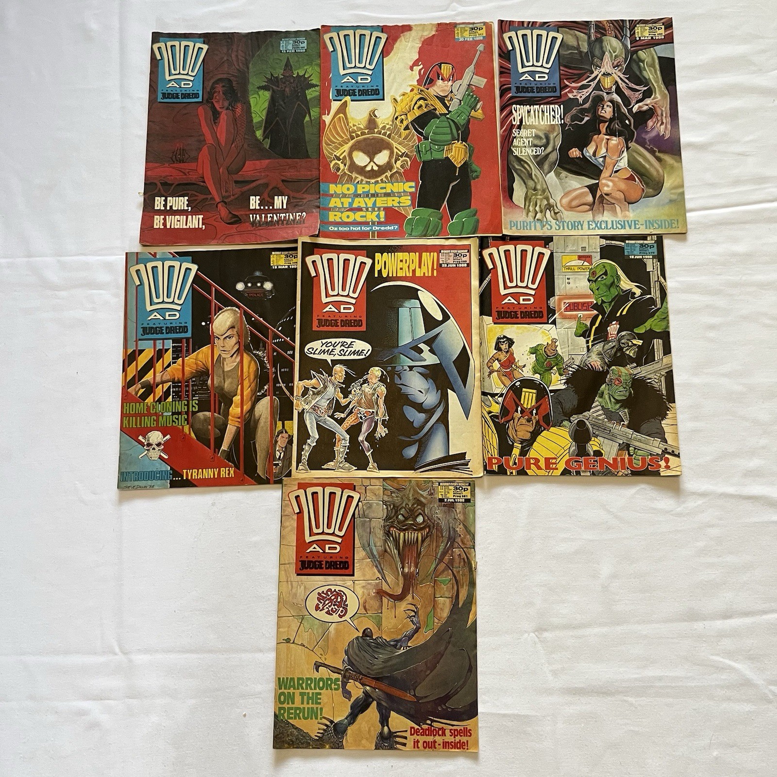 Vintage 2000 AD Comic Book Judge Dredd Bundle Job Lot X7 Collectable 1980’s
