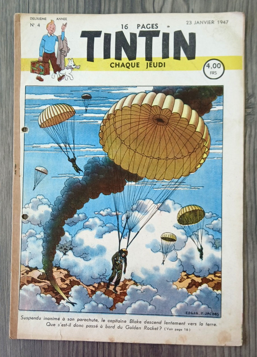TINTIN n°  4 EDGAR P JACOBS LE RALLIC  LAUDY 23/01/1947 JO JETTE JOCKO Hergé