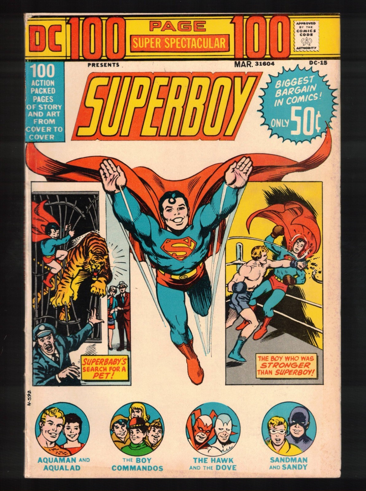 DC 100 Page Super Spectacular #15 con Superboy, Aquaman, Falco/Colomba!  1973 fine