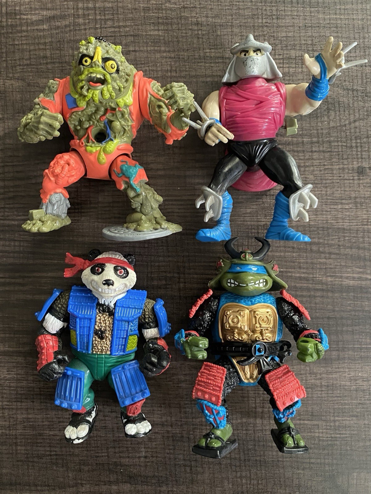 Lotto 4 action figure vintage Teenage Mutant Ninja Turtles TMNT 1990 compagni di gioco