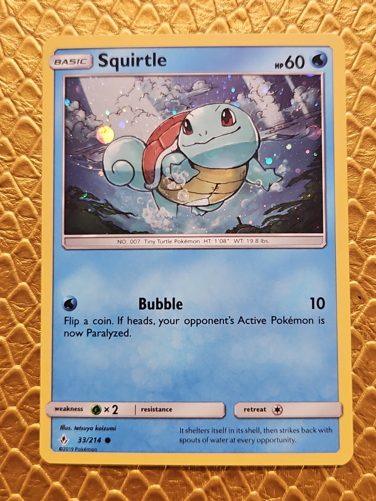 Carta Pokemon Squirtle 33/214 NM Cosmos Holo Promo Legami Ininterrotti