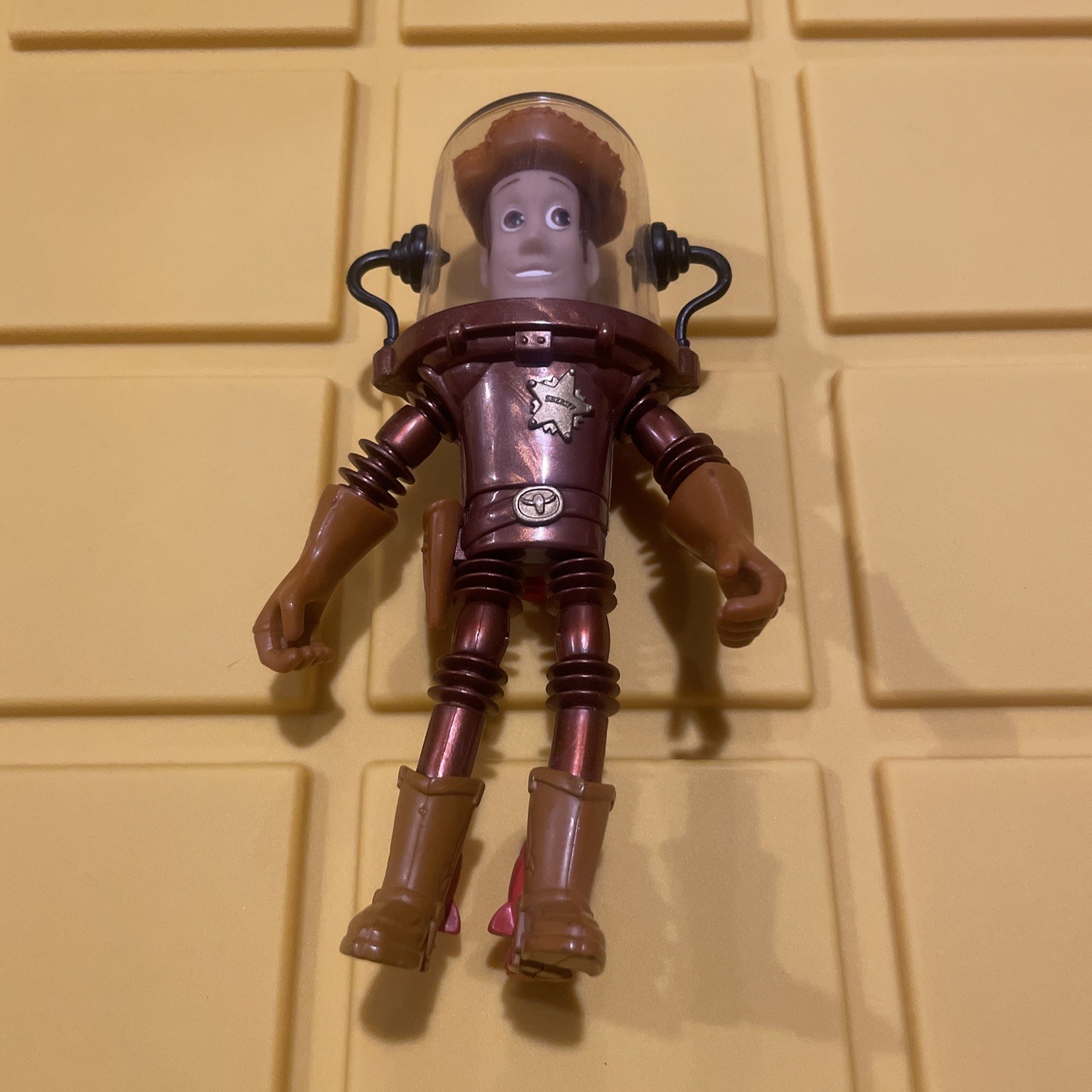 Disney Pixar Toy Story 6" SCERIFFO SPAZIALE WOODY in bronzo tuta spaziale graffi usato