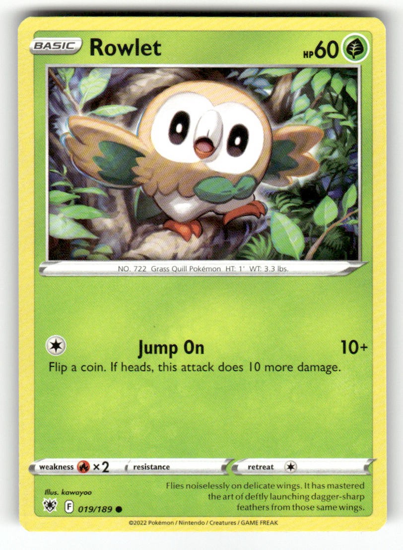 Rowlet 019/189 Pokemon Radianza Astrale Comune Giocato Leggermente