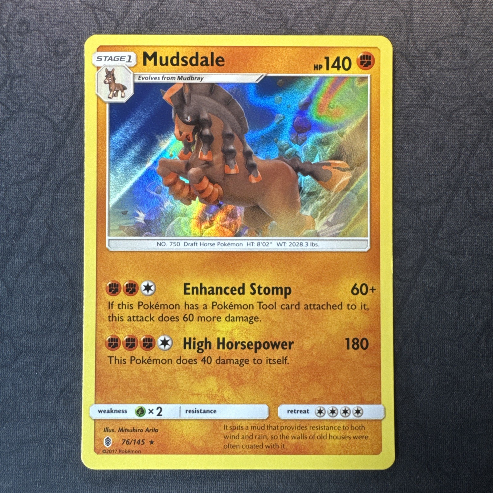 Mudsdale 76/145 Sm-Guardians Rising Holo Sole e Luna Pokemon