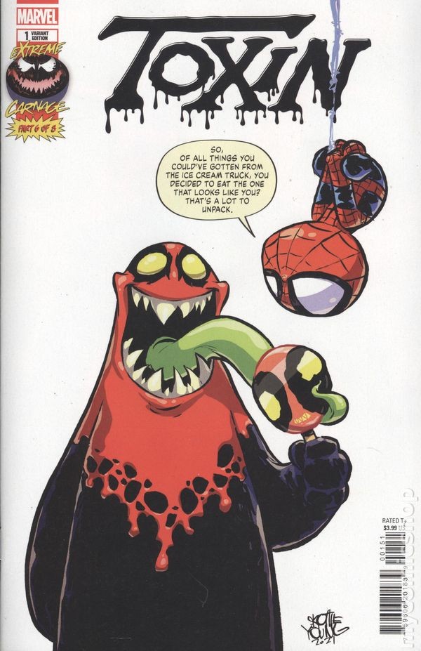Extreme Carnage Toxin 1E Young Variant quasi nuovo - 9.2 2021 immagine stock
