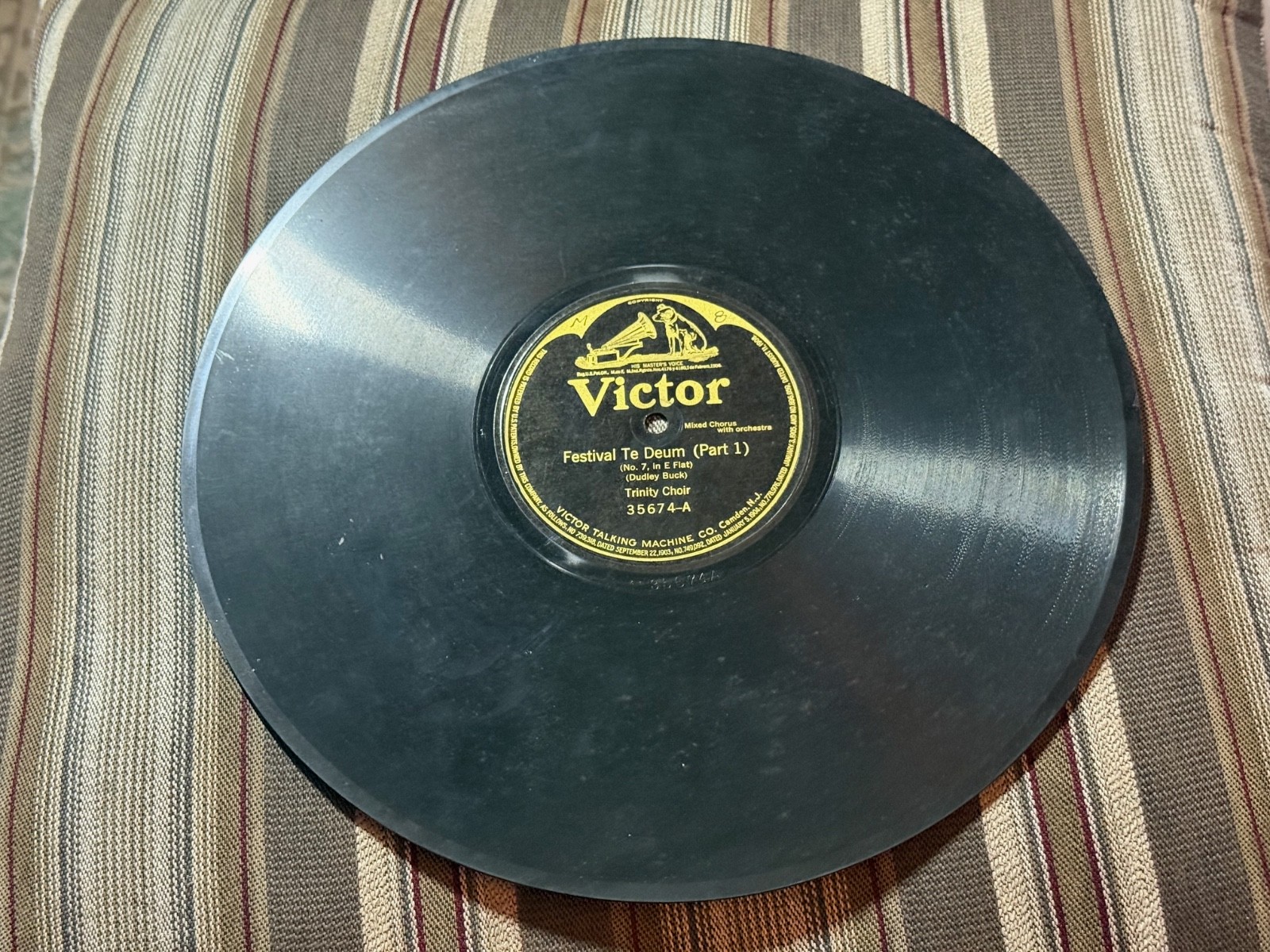 VICTOR 12" Record 78 Rpm 35674 Trinity Choir FESTIVAL TE DEUM part 1/2