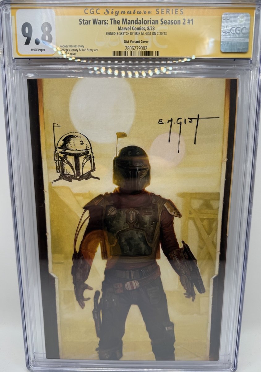 Star Wars The Mandalorian Stagione 2 #1 Firmato Schizzo Osservato E.M. Gist CGC 9.8
