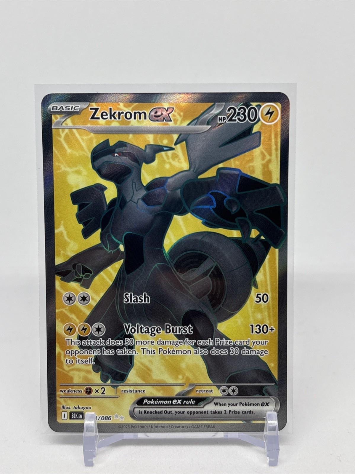 Carta Holo 2025 Pokemon Bolt Nero Zekrom ex #158/086 Full Art Ultra Rara NM