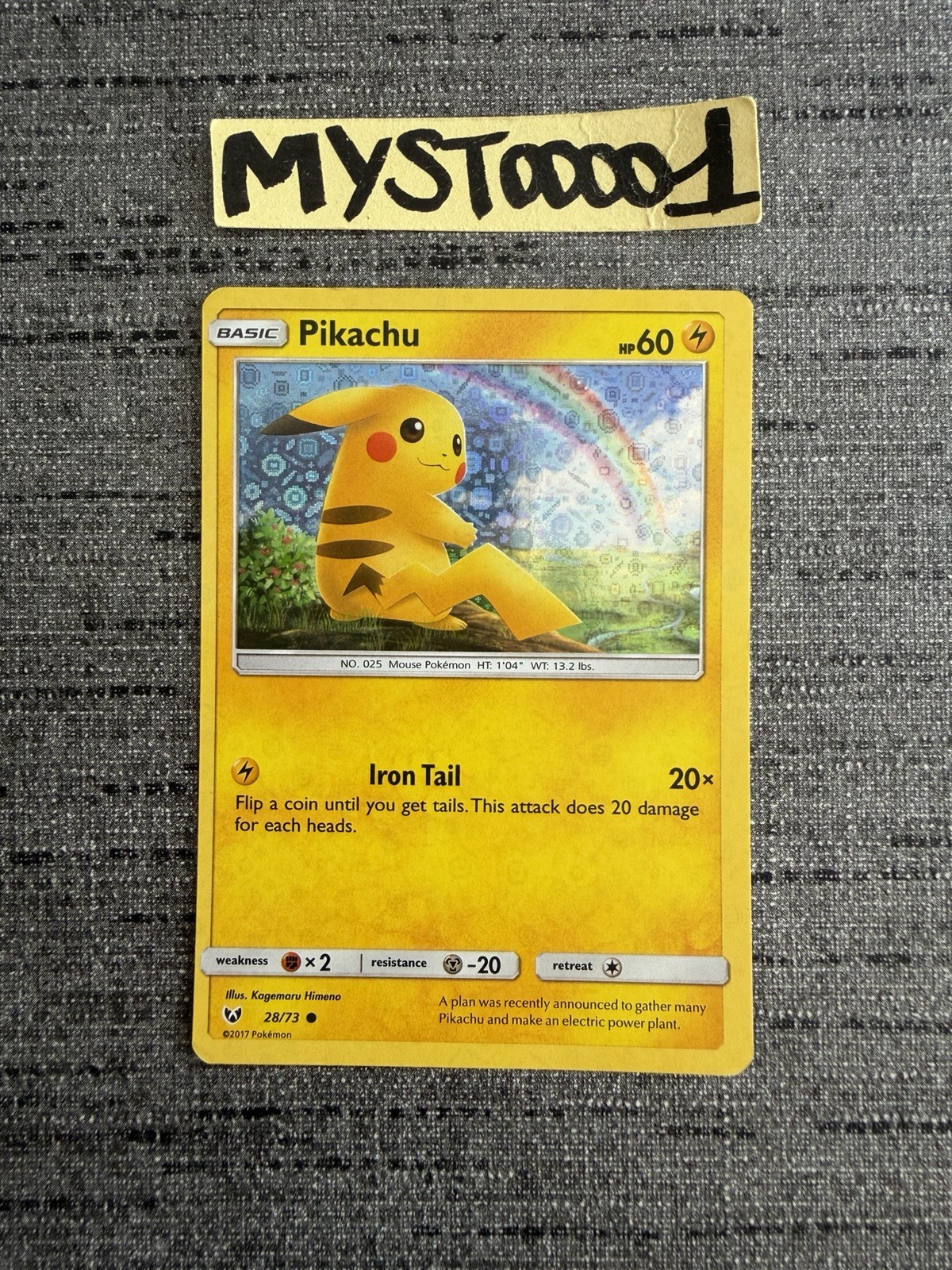 Carte Pokémon Pikachu 28/73 SEQUIN HOLO Shining Legends 2017 English Occasion