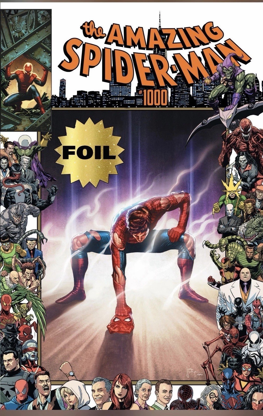 AMAZING SPIDER-MAN #1000 MICO SUAYAN NYCC FOIL VARIANTE ESCLUSIVA QUASI NUOVO OMAGGIO RUFFY
