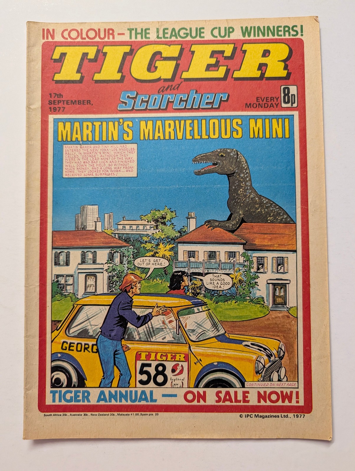 Tiger and Scorcher Comic 17th September 1977, IPC Magazines.