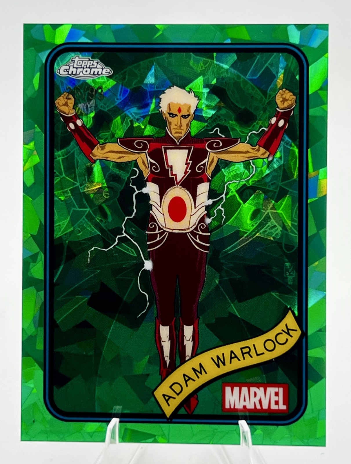 2025 Topps Chrome Sapphire Marvel Comics Zaffiro Verde #144 Adam Warlock /99