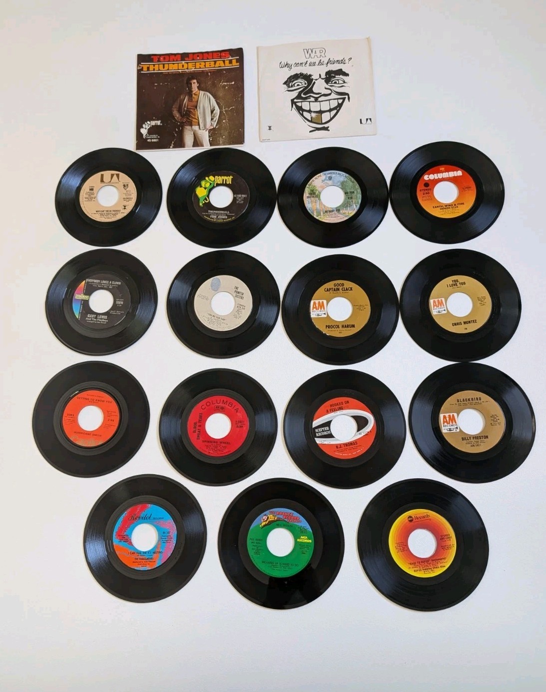 14 Funk, Classic Rock & 70s Pop 45 Lot - War, EWF, ABC, A&M - 3 Picture Sleeves