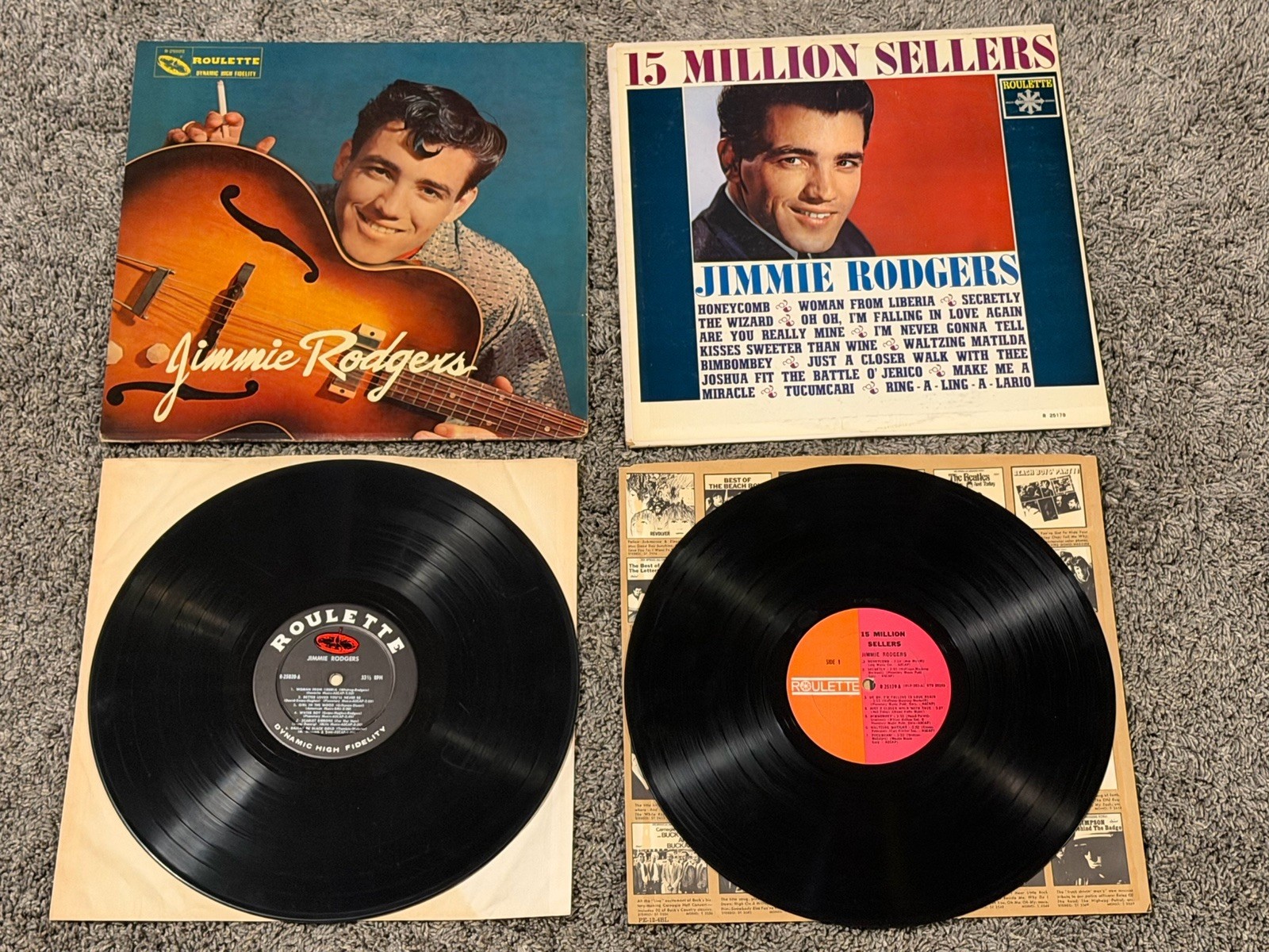 Jimmie Rodgers Record VG to VG+ Debut & 15 Million Sellers Vinyl LP Roulette