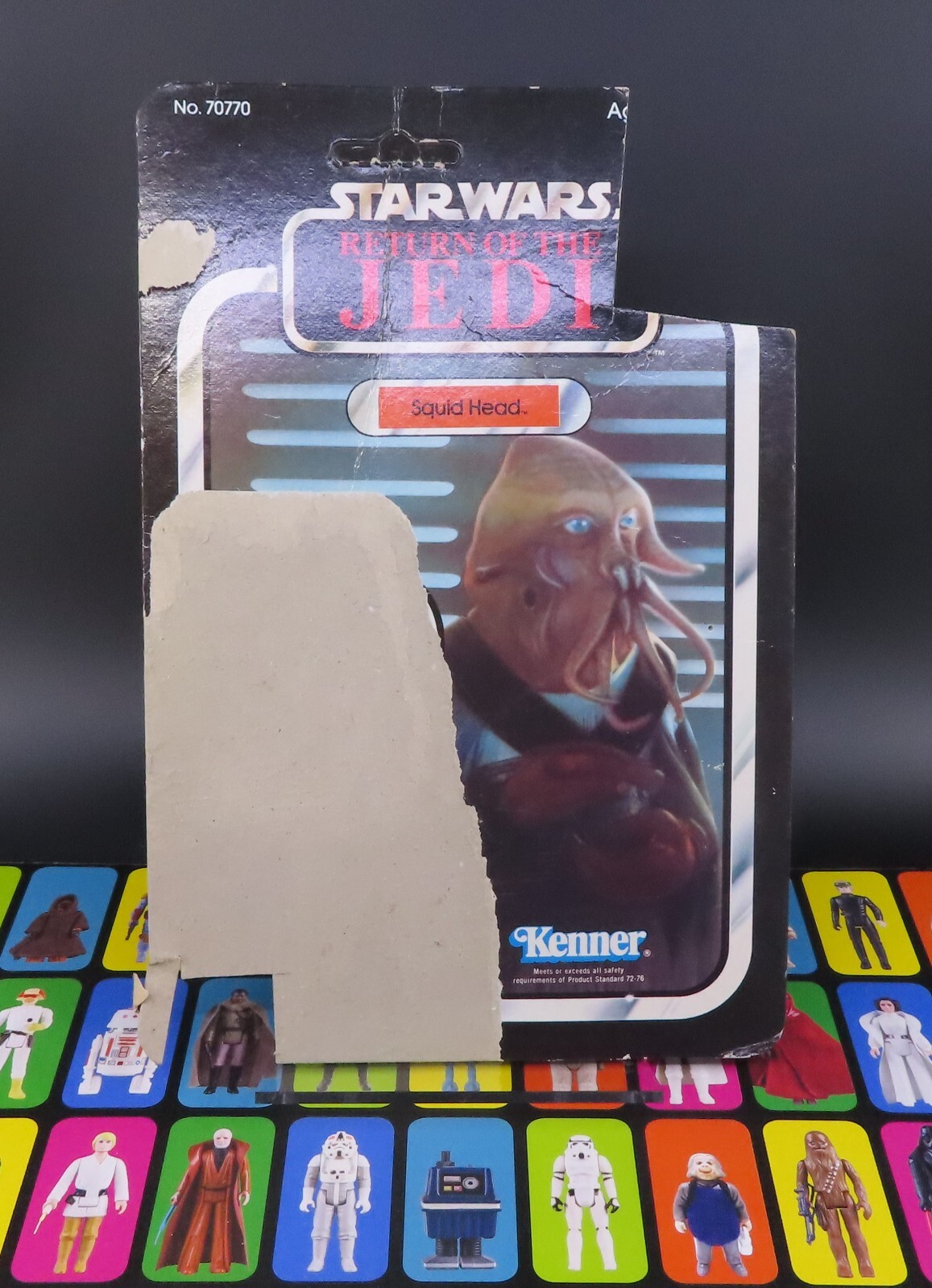 Carta Vintage Star Wars Testa di Calamaro Retro 65 Indietro 1983 Kenner Cardback ROTJ