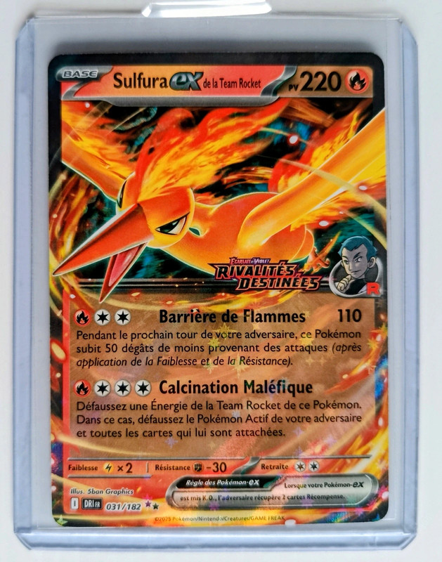 Carte pokémon français stamp 031/182 dri fr sulfura ex rivalités destinnées