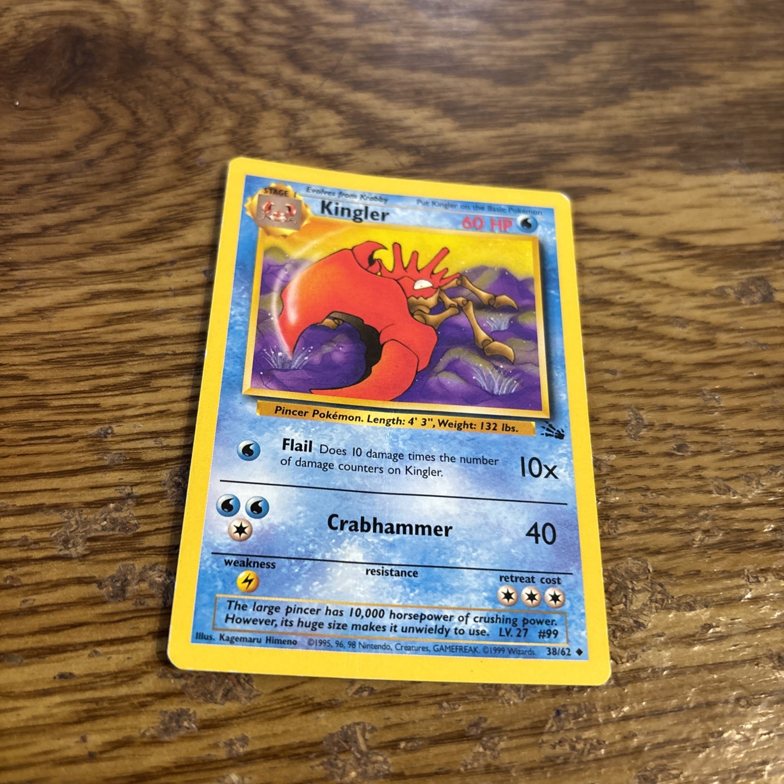 Carta Pokemon: Kingler 38/62 Espansione Fossile 1999