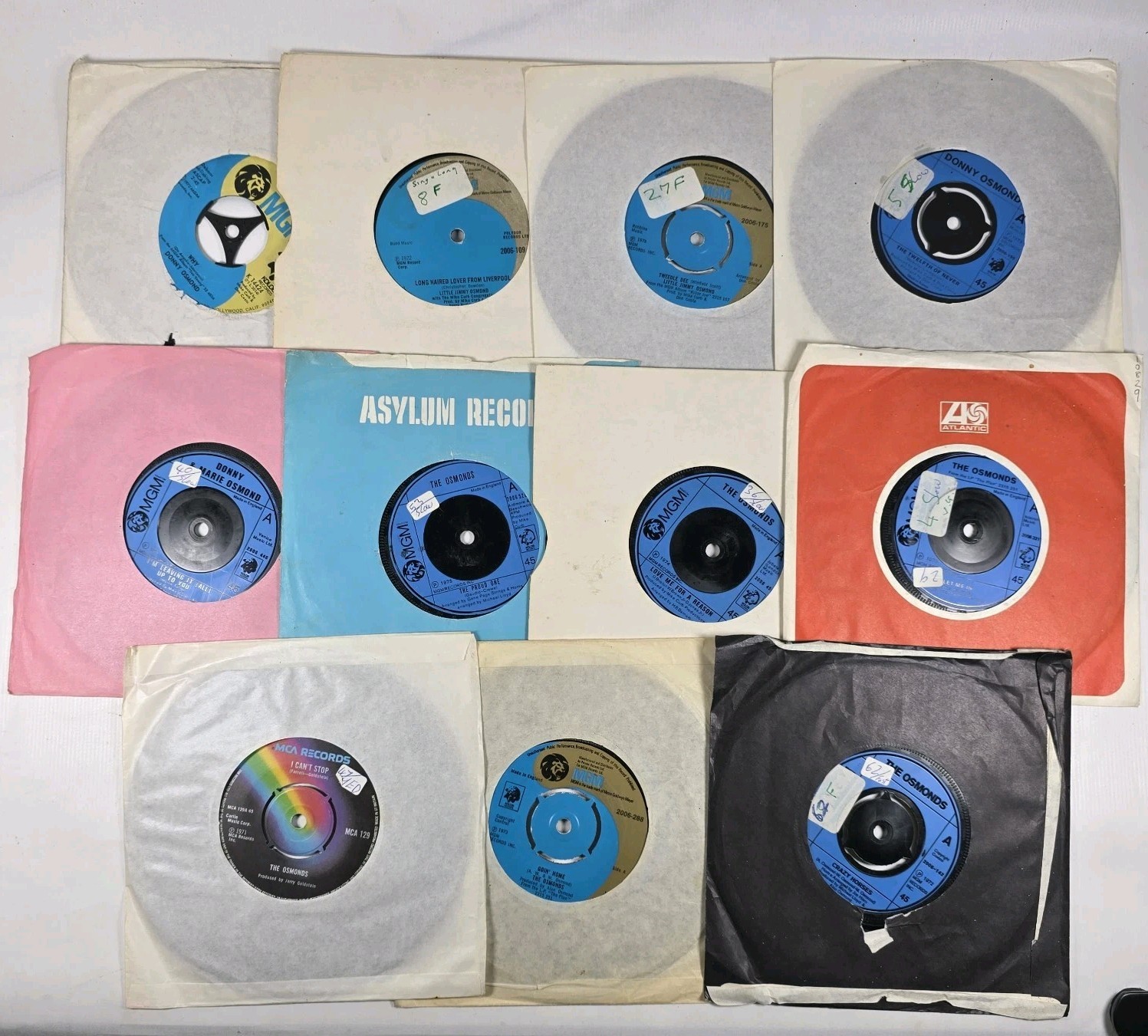 The Osmonds 7" Single Record Bundle Lot 11 Records Donny Little Jimmy VG+
