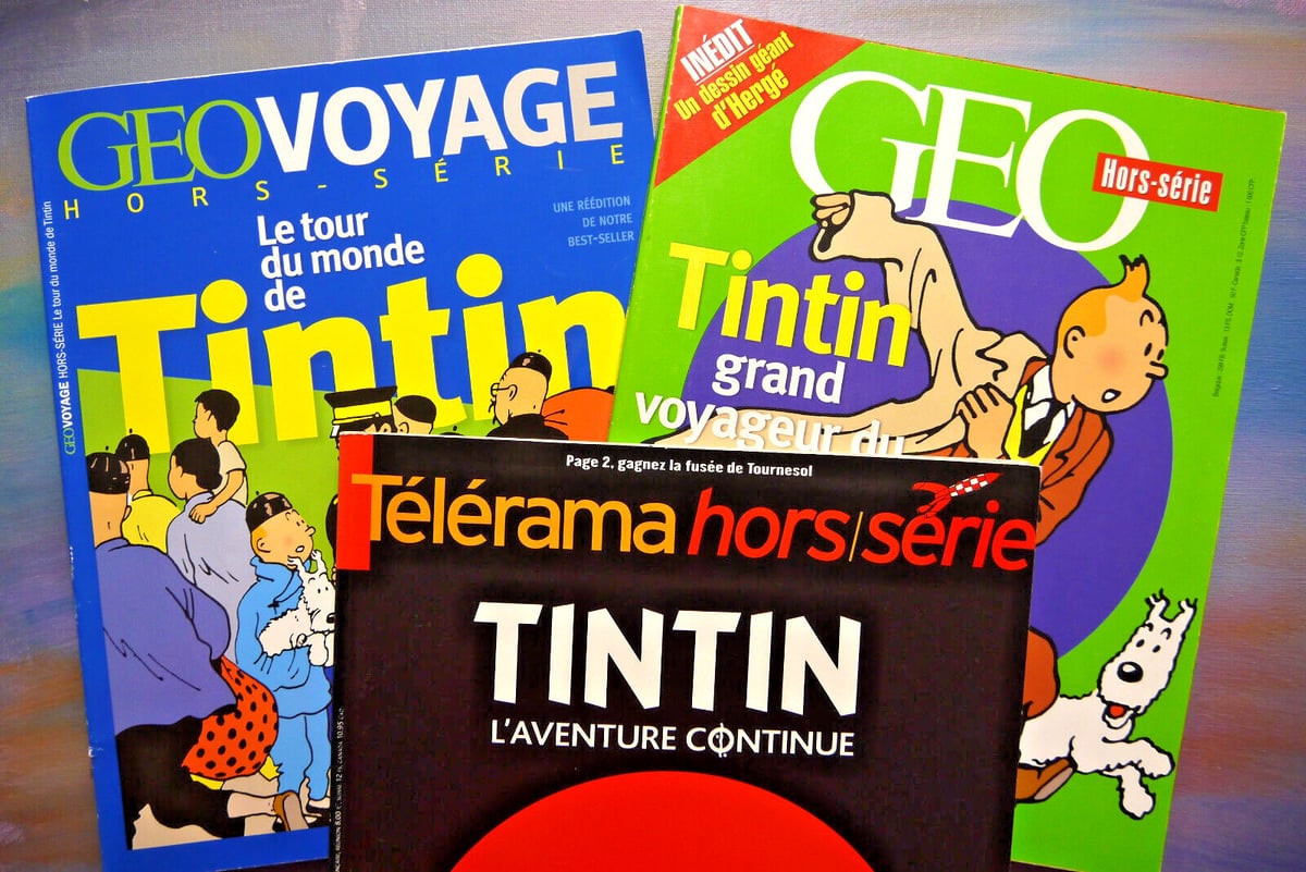 Tintin Lot 3 revues , géo voyage , géo , telerama