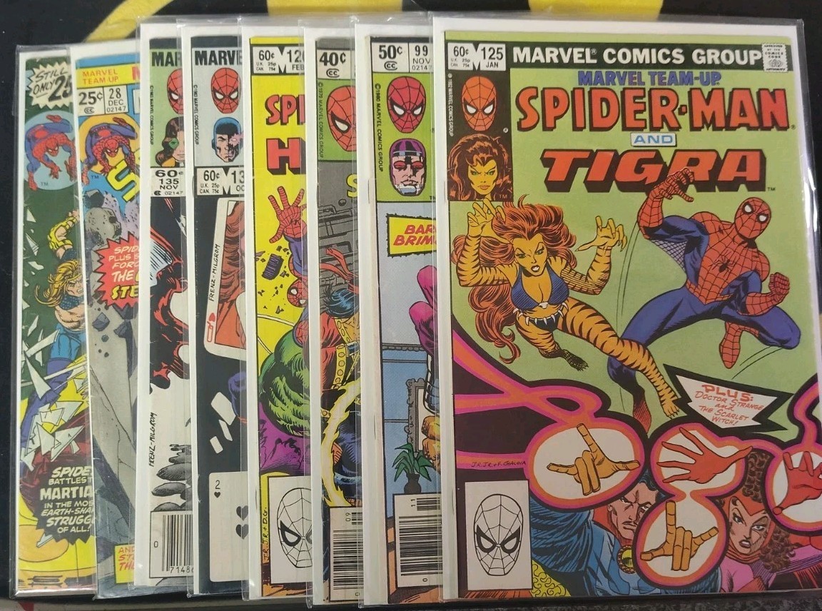 Marvel Team Up Feat. Vintage Lotto 8 fumetti Spider Man F ottime condizioni