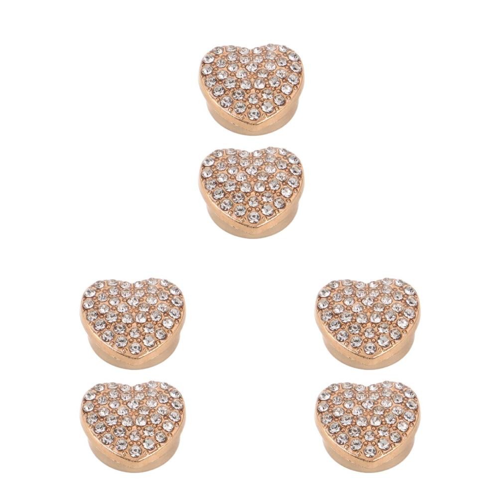 6 Knopfhüllen für Damenblusen, herzförmige Strass-Manschettenknöpfe,