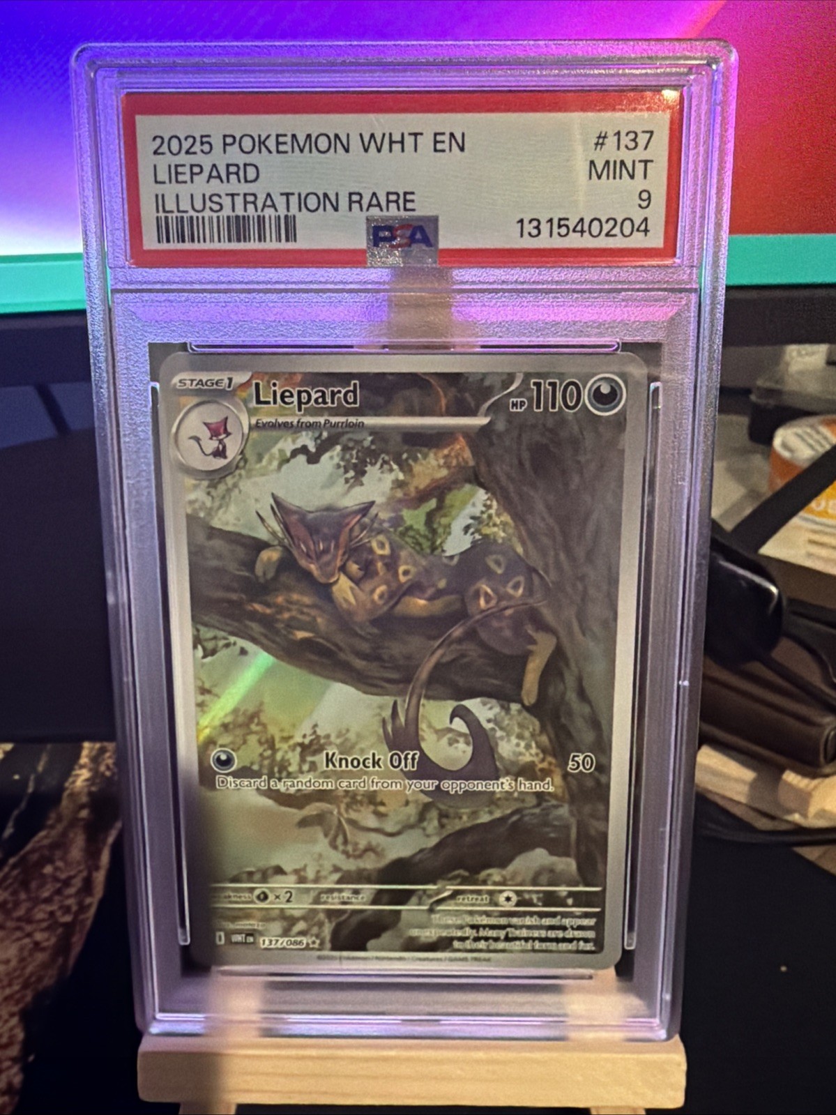 Liepard 137/086 Illustrazione Rara Wht En-White Flare Pokemon PSA 9