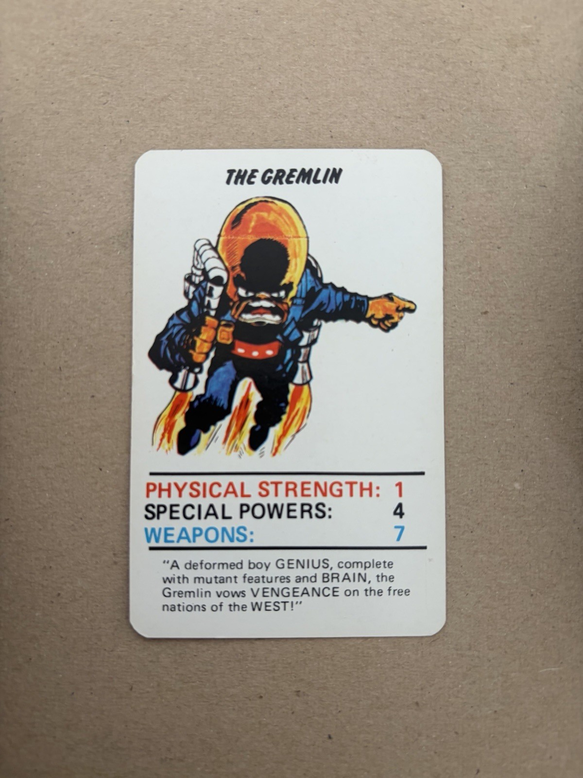 The Gremlin 1977 Marvel Super Heroes Card Excellent Condition